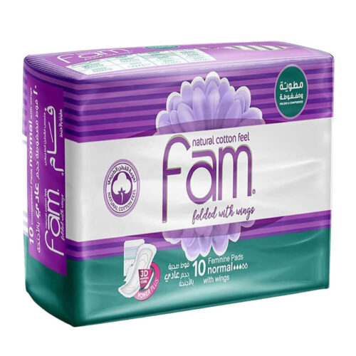 Fam Natural Cotton Feel Maxi Thick Folded w/ Wings Super Sanitary 10 pads