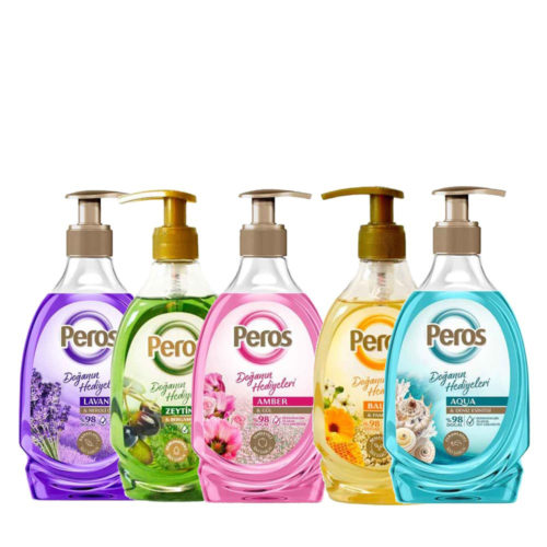 Peros Liquid Hand Soap Offer 5x400ml- grocery near me- online store near me- Peros products- Hand soap-Hand wash-Offer-Hygiene- Amber-Rose- Honey Cotton Flower- Aqua Sea Breeze- Lavender with Neroli- Olive with Bergamot