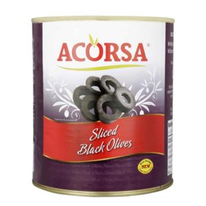 Acorsa Black Sliced Olives 3.35kg- Grocery near me- Online shopping- Promotion- Pizza- Salad- Sandwich- Black olives- Canned Goods- salads- sliced black olives- acorsa products