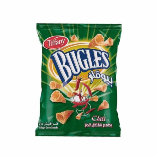 Tiffany Bugles Chili Chips 10.5g- Grocery near me- Online Store near me- Entertainments- Snacks- Corn cone Snacks