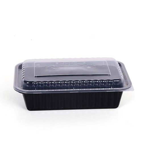 Hotpack Black Base Containers Large with Lid 5pcs x 58oz- Grocery near me- Online Store near me- Disposable Food Container- Hotpack- disposable container- take away container w/ lid- Hotpack products- disposable items