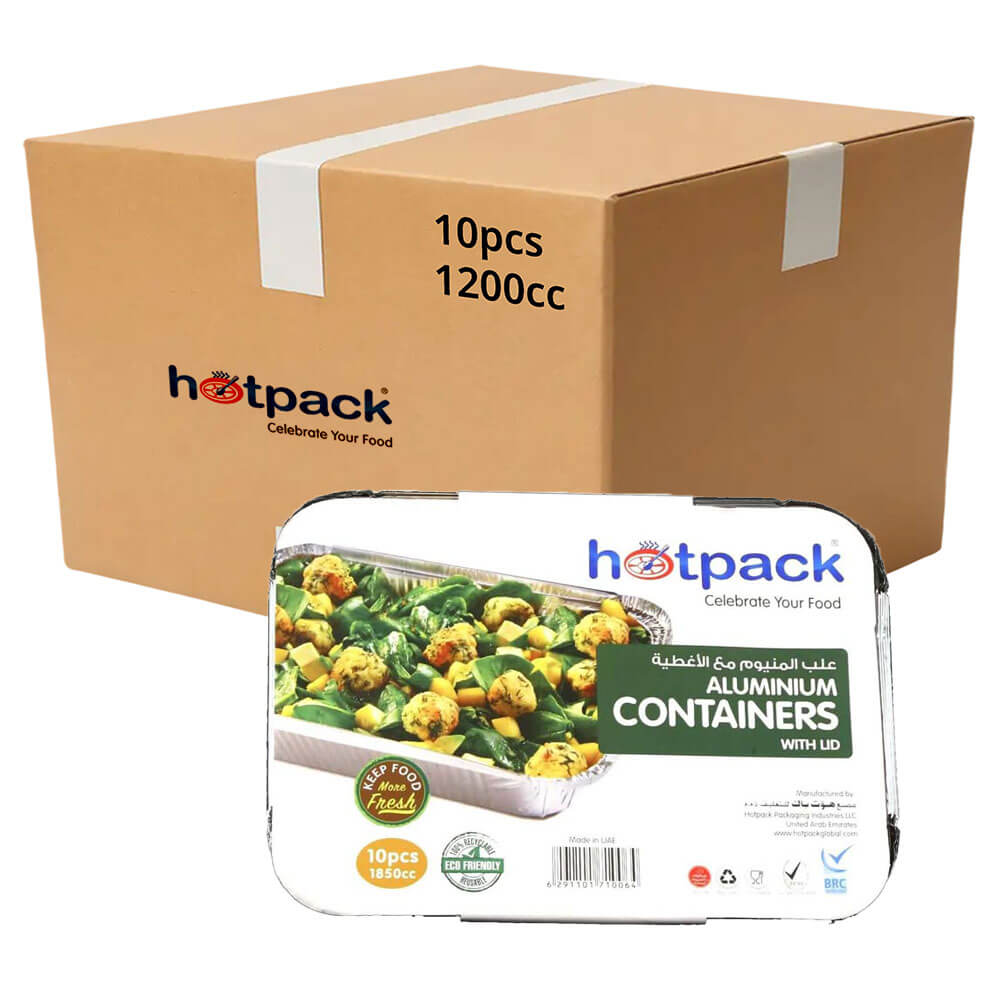 Medium Food Container with Lid 10pcs 1200cc