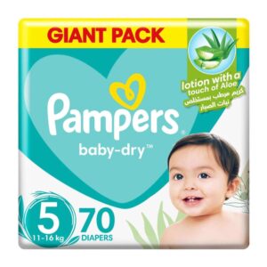 Pampers Baby-Dry-Diapers with Aloe Vera Size-5- grocery near me- online store near me- baby products- baby care- disposable diapers