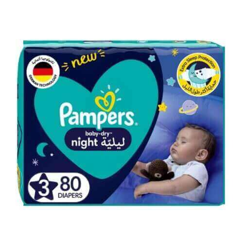 Pampers Baby-Dry Night Diapers Size-3 80pcs- grocery near me - online store near me- baby products- baby care- disposable diapers- night diapers