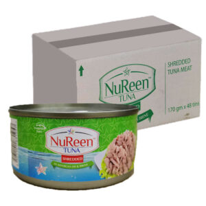 shredded tuna in soyabean oil brine nureen 48x170g