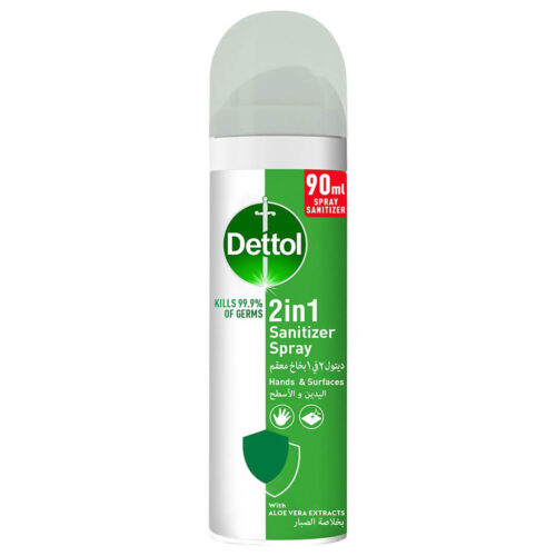 Dettol 2-in-1 Sanitizer Spray for Hands & Surfaces with Aloe Vera Extracts