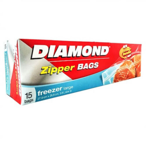 Diamond Freezer Zipper Large Clear 15 bags