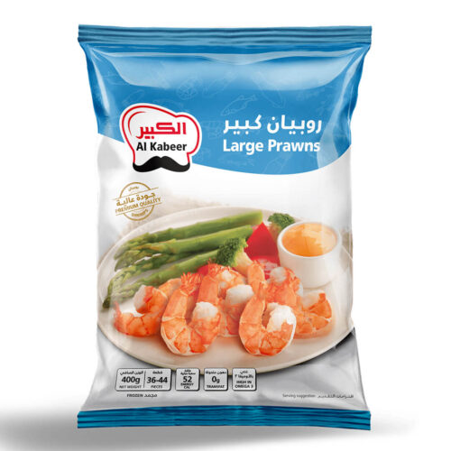 Al Kabeer Frozen Large Prawns 400g , sea flavor prawns dubai