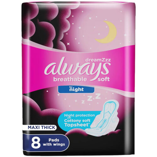 Always Breathable Cotton Soft Maxi Thick Night Sanitary Pads w/ Wings 8pcs