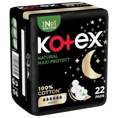 Kotex Natural Maxi Protect Thick 100% Cotton Overnight Sanitary Pads w/ Wings