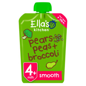 Broccoli Pears + Peas Puree Ella's Kitchen Baby Food Organic Baby Food Pouch 100% organic pureed pears Peas & Broccoli Baby Food