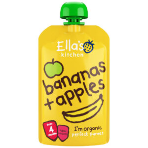 Ella's Kitchen Banana's + Apples Smooth Organic Super Smooth Bananas Bananas + Apples Puree Online Organic Baby Food Pouch Buy Ella's Kitchen food