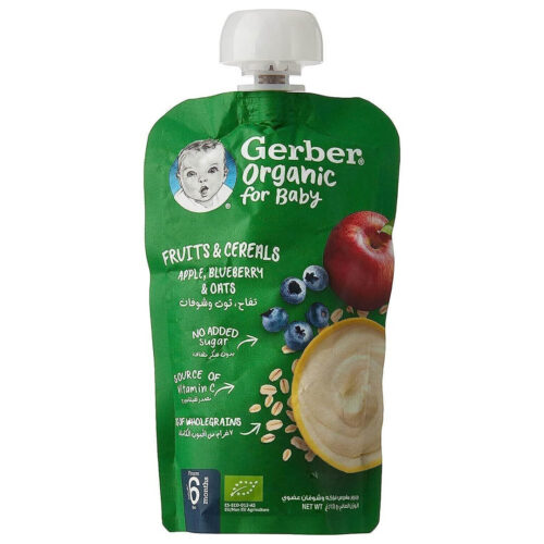 Gerber Organic Apple Blueberry Oats Fruits Cereals for Baby from 6 Months 110g