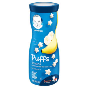 Gerber Puffs Cereal Snack Banana banana puffed grain snacks Gerber Baby Snacks Puffs Gerber Puffs Cereal Snack baby snacks Gerber puffs