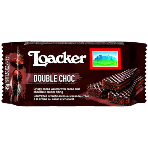 Loacker Double Choc Crispy Wafers with Cocoa and Chocolate Filling