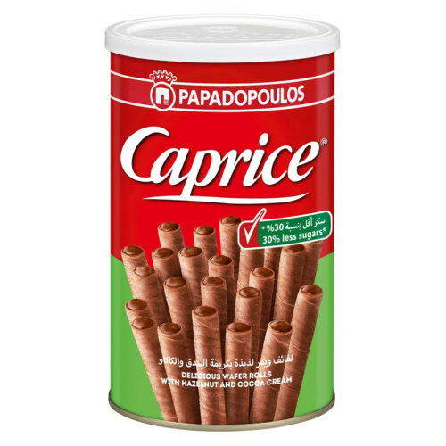 Papadopoulos 30% Less Sugar Caprice Wafer Rolls with Hazelnut & Cocoa Cream