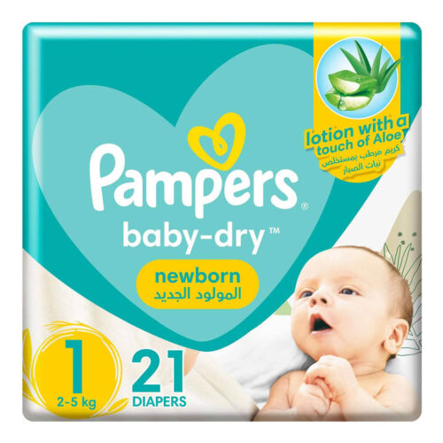 Pampers Baby-Dry Newborn Diapers with Aloe Vera Lotion  Size 1(2-5 kg)