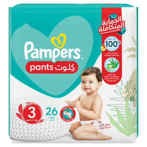 Pampers Baby-Dry Pants Diapers with Aloe Vera Lotion 360 Fit & up to 100% Leakproof Carry Pack Size 3(6-11 kg)