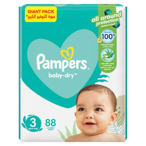 Pampers Baby-Dry Taped Diapers With Lotion Aloe Vera Size 3(6-10kg)