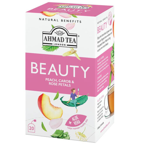 Ahmad Tea Beauty Peach Carob and Rose Petals Plus Aloe Vera