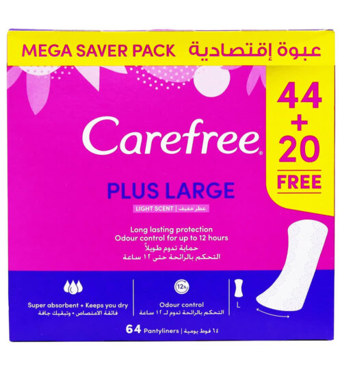 Care Free Large 44+20 Panty Liners 64s