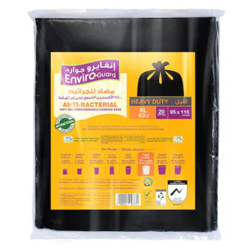 Enviro Care 63 Gallon Heavy Duty Biodegradable Black  20 Garbage Bags