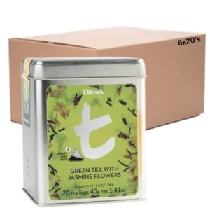 Dilmah T-Series Tin Caddy Green Tea With Jasmine Flowers Leaf Teabag 6x20s