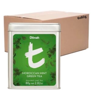 T-Series Tin Caddy Moroccan Mint Green Tea Loose Leaf Dilmah 6x80g