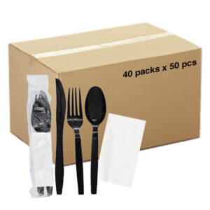Saada Black Plastic Cutlery Set 40packs x 50pcs