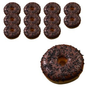 دونات شوكولاتة جليزد مع حبيبات شوكولاتة