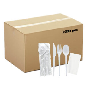 White Plastic Cutlery Set 2000pcs