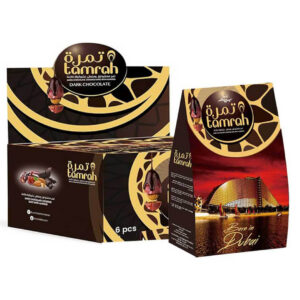 علبة تمر بالشوكولاتة الداكنة