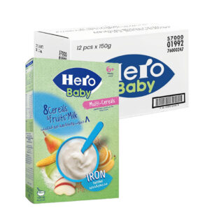 8 Cereals and Fruit with Milk 6+ Months Hero Baby 12pcs x 150g