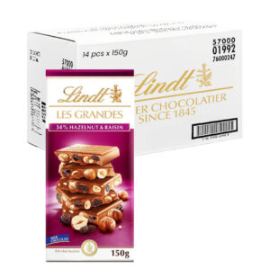 ليندت 34٪ شوكولاتة حليب بالبندق والزبيب