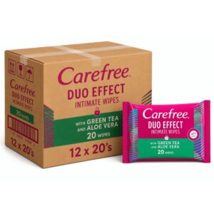 Carefree Daily Intimate Wipes Green Tea and Aloe Vera 20's
