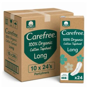 Carefree Organic Cotton Long Panty Liners 24's